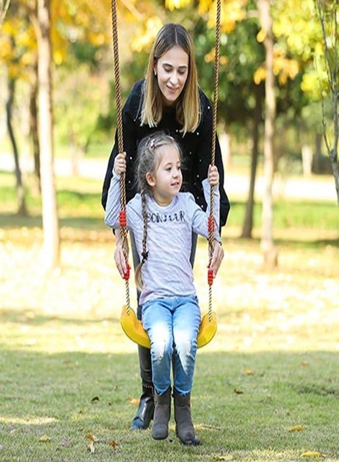 CHARMING TREASURES Kids Indoor Outdoor Plastic Swing Seat with Height Adjustable Rope Strong Tree Swing for Playground Backyard Holds 120Kg for 3-12 Years Kids Children (Yellow) - Image 3